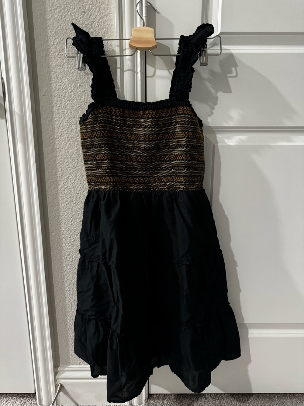 J. Crew Black Mini Dress with Brown Knit Bodice